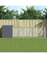 Niche pour chien avec cour anthracite 110x405x110 cm | Mobilier & Déco