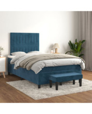Sommier à lattes de lit et matelas Bleu foncé 120x200cm Velours | Mobilier & Déco