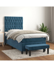 Sommier à lattes de lit avec matelas Bleu foncé 100x200 cm | Mobilier & Déco