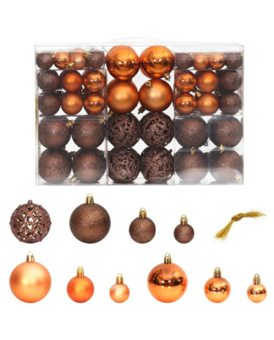 Boules de Noël 100 pcs marron 3 / 4 / 6 cm | Mobilier & Déco