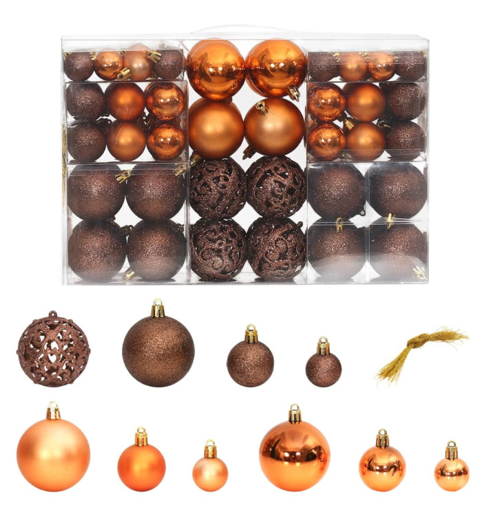 Boules de Noël 100 pcs marron 3 / 4 / 6 cm | Mobilier & Déco