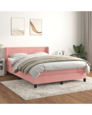 Sommier à lattes de lit avec matelas Rose 140x190 cm Velours | Mobilier & Déco