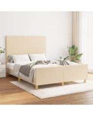 Cadre de lit sans matelas crème 140x200 cm tissu | Mobilier & Déco