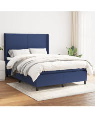 Sommier à lattes de lit avec matelas Bleu 140x200 cm Tissu | Mobilier & Déco