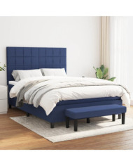 Sommier à lattes de lit avec matelas Bleu 140x200 cm Tissu | Mobilier & Déco