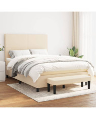 Sommier à lattes de lit avec matelas Crème 140x200 cm Tissu | Mobilier & Déco