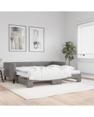 Lit de jour avec gigogne et matelas gris foncé 90x200 cm tissu | Mobilier & Déco