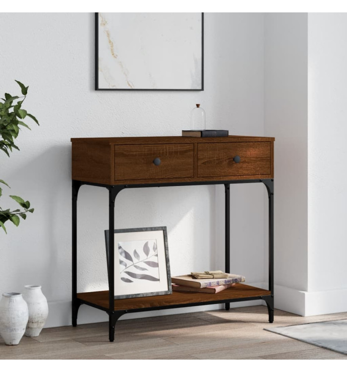 Table console chêne marron 75x34,5x75 cm bois d'ingénierie | Mobilier & Déco