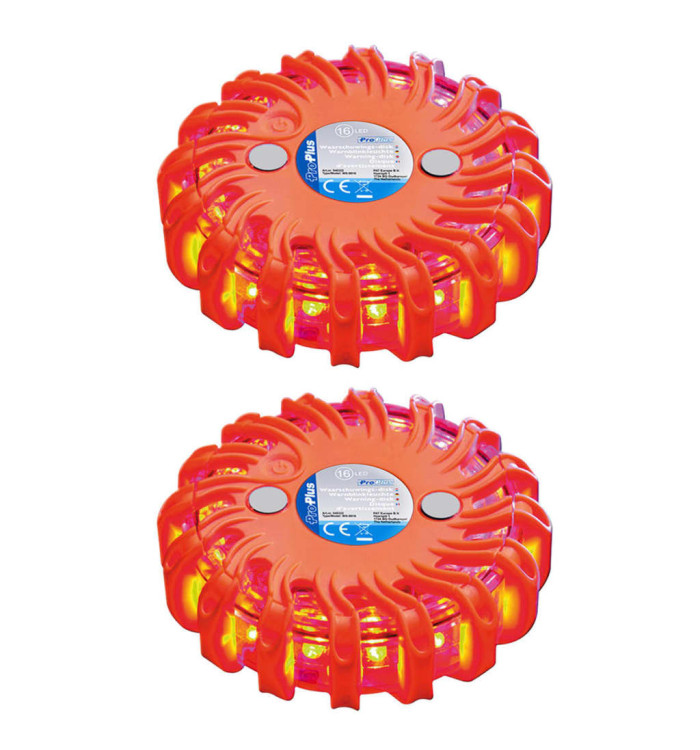 ProPlus Disques d'avertissement avec 16 LED 2 pcs Orange | Mobilier & Déco