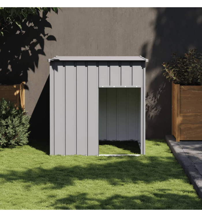 Niche pour chien avec toit gris clair acier galvanisé | Mobilier & Déco