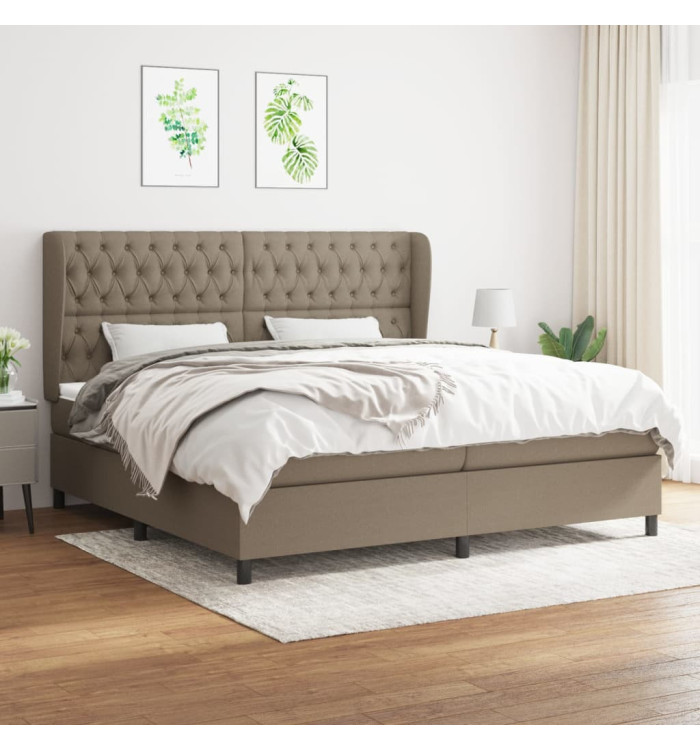 Sommier à lattes de lit avec matelas Taupe 200x200 cm Tissu | Mobilier & Déco