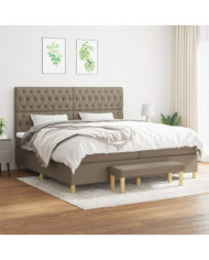 Sommier à lattes de lit avec matelas Taupe 200x200 cm Tissu | Mobilier & Déco