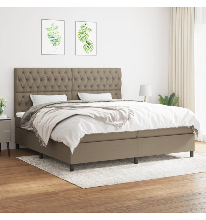Sommier à lattes de lit avec matelas Taupe 200x200 cm Tissu | Mobilier & Déco