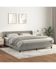 Sommier à lattes de lit et matelas Gris clair 160x200cm Velours | Mobilier & Déco
