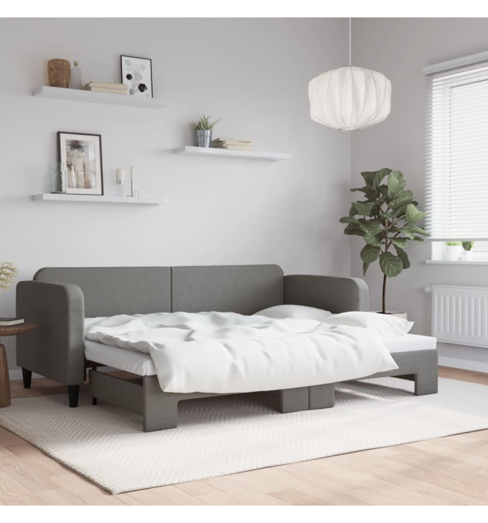 Lit de jour avec gigogne sans matelas gris foncé 80x200 cm | Mobilier & Déco