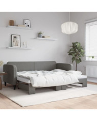 Lit de jour avec gigogne sans matelas gris foncé 80x200 cm | Mobilier & Déco