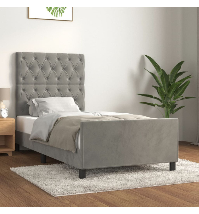 Cadre de lit sans matelas gris clair 80x200 cm velours | Mobilier & Déco