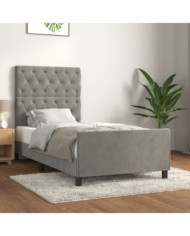 Cadre de lit sans matelas gris clair 80x200 cm velours | Mobilier & Déco