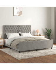 Cadre de lit sans matelas gris clair 160x200 cm velours | Mobilier & Déco
