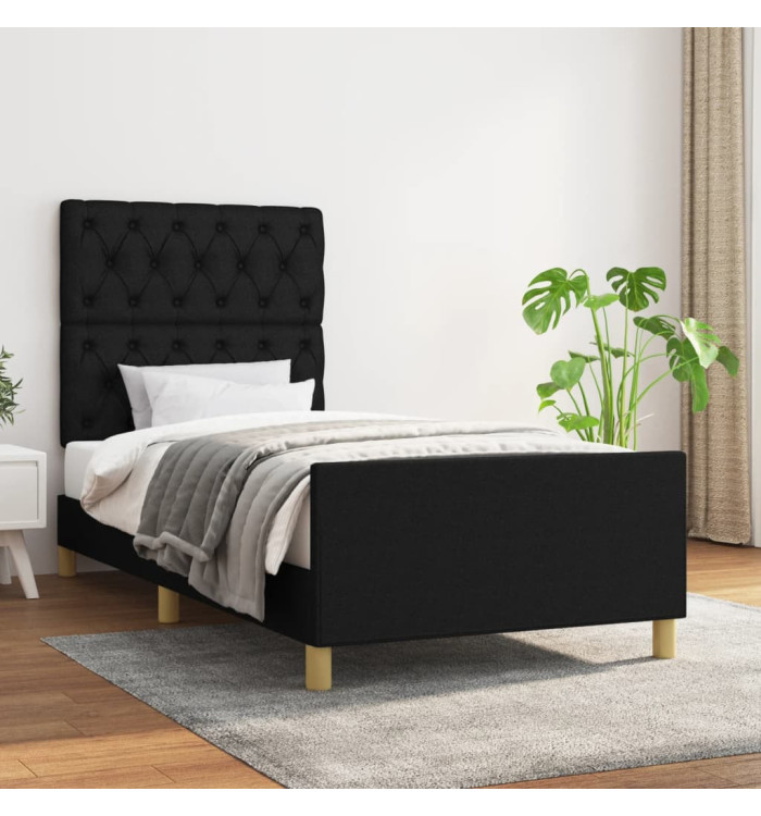 Cadre de lit sans matelas noir 80x200 cm tissu | Mobilier & Déco