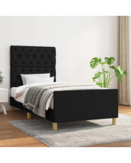 Cadre de lit sans matelas noir 80x200 cm tissu | Mobilier & Déco