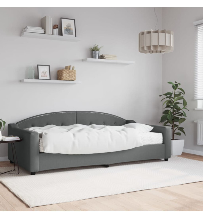 Lit de jour avec matelas gris foncé 100x200 cm tissu | Mobilier & Déco