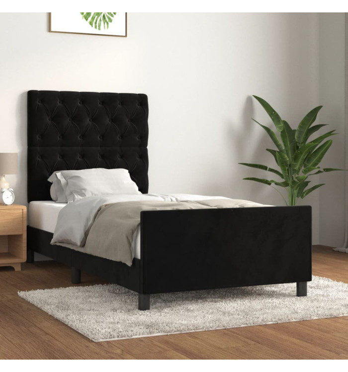 Cadre de lit sans matelas noir 80x200 cm velours | Mobilier & Déco