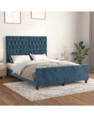 Cadre de lit sans matelas bleu foncé 140x190 cm velours | Mobilier & Déco