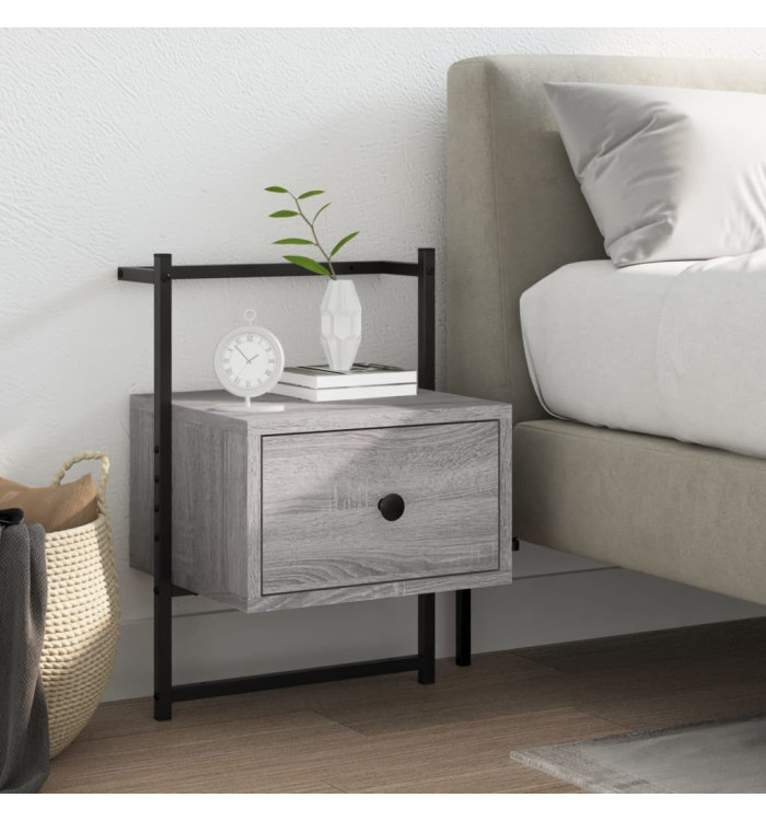 Table de chevet murale sonoma gris 35x30x51cm bois d'ingénierie | Mobilier & Déco
