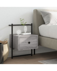 Table de chevet murale sonoma gris 35x30x51cm bois d'ingénierie | Mobilier & Déco