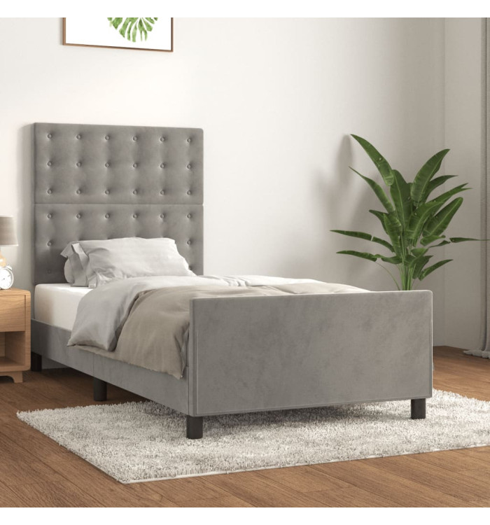 Cadre de lit sans matelas gris clair 90x190 cm velours | Mobilier & Déco