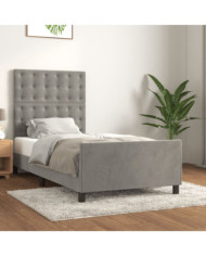 Cadre de lit sans matelas gris clair 90x190 cm velours | Mobilier & Déco