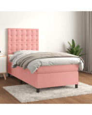 Sommier à lattes de lit avec matelas Rose 90x190 cm Velours | Mobilier & Déco
