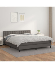Sommier à lattes de lit avec matelas Gris 180x200 cm Similicuir | Mobilier & Déco