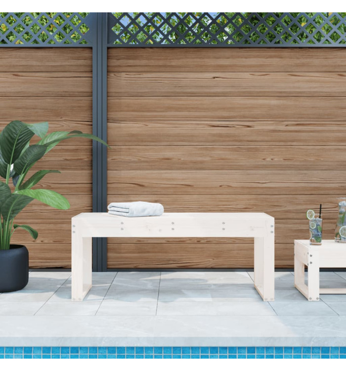 Banc de jardin blanc 110x38x45 cm bois massif de pin | Mobilier & Déco