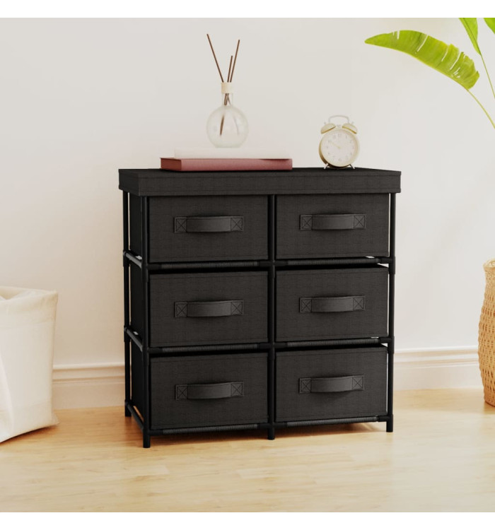 Armoire de rangement avec 6 tiroirs 55x29x55 cm Noir Acier | Mobilier & Déco