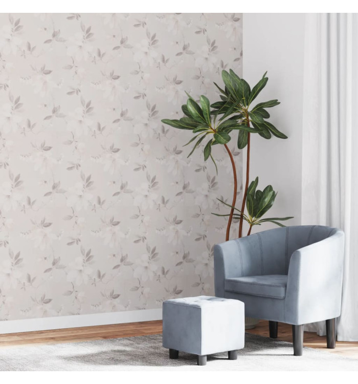 Papier peint 3D motif de fleur gris 10x0,53 m non tissé | Mobilier & Déco