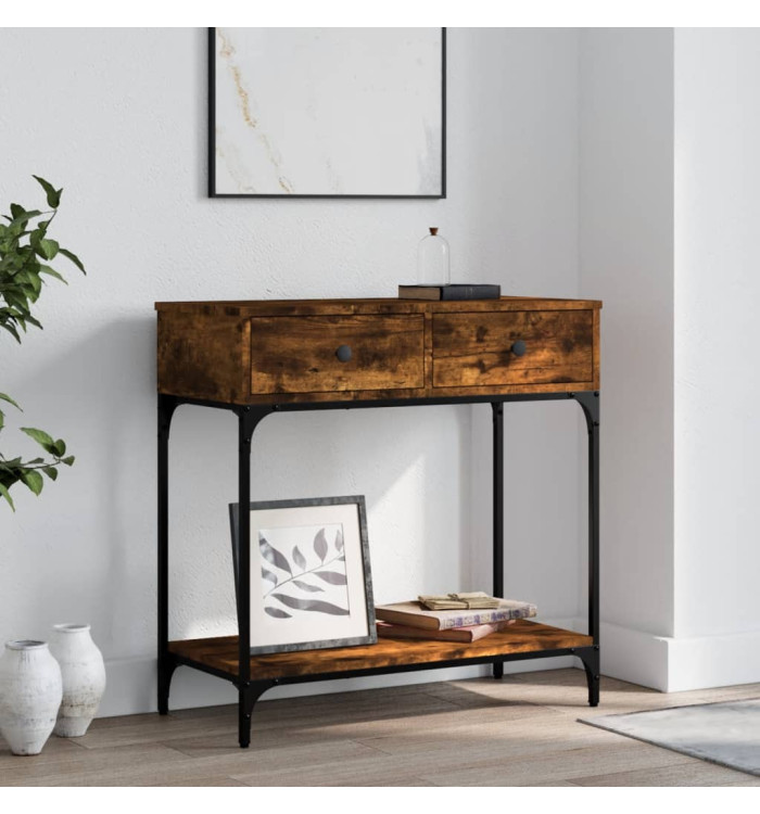 Table console chêne fumé 75x34,5x75 cm bois d'ingénierie | Mobilier & Déco