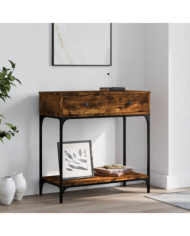 Table console chêne fumé 75x34,5x75 cm bois d'ingénierie | Mobilier & Déco