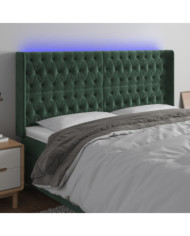 Tête de lit à LED Vert foncé 203x16x118/128 cm Velours | Mobilier & Déco