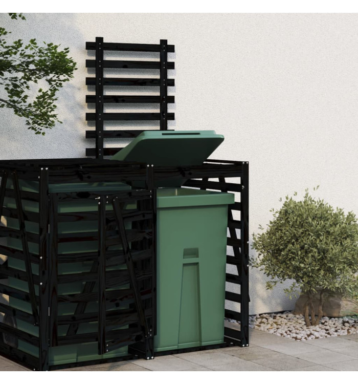 Extension d'abri de poubelle sur roulettes noir bois massif pin | Mobilier & Déco