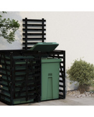 Extension d'abri de poubelle sur roulettes noir bois massif pin | Mobilier & Déco