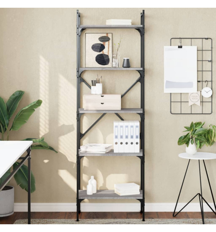 Bibliothèque à 5 niveaux sonoma gris 56x31,5x174 cm | Mobilier & Déco