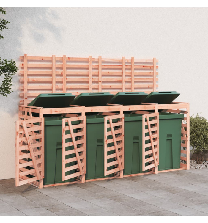 Abri pour poubelle quadruple sur roulettes bois massif douglas | Mobilier & Déco