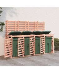 Abri pour poubelle quadruple sur roulettes bois massif douglas | Mobilier & Déco