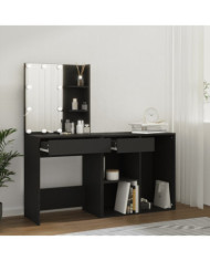 Coiffeuse à LED avec armoire noir bois d'ingénierie | Mobilier & Déco
