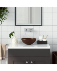 Lavabo de salle de bain Céramique Marron Rond | Mobilier & Déco