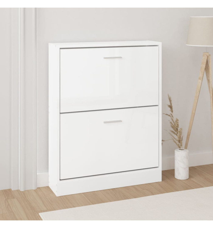 Armoire à chaussure Blanc brillant 59x17x81 cm Bois ingénierie | Mobilier & Déco