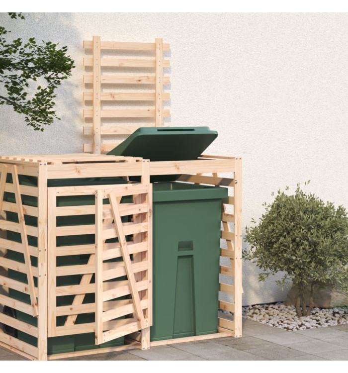 Extension d'abri pour poubelle sur roulettes bois massif pin | Mobilier & Déco