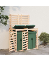 Abri pour poubelle double sur roulettes bois massif de pin | Mobilier & Déco